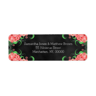 Black Chalkboard Pink Floral Return Address Labels