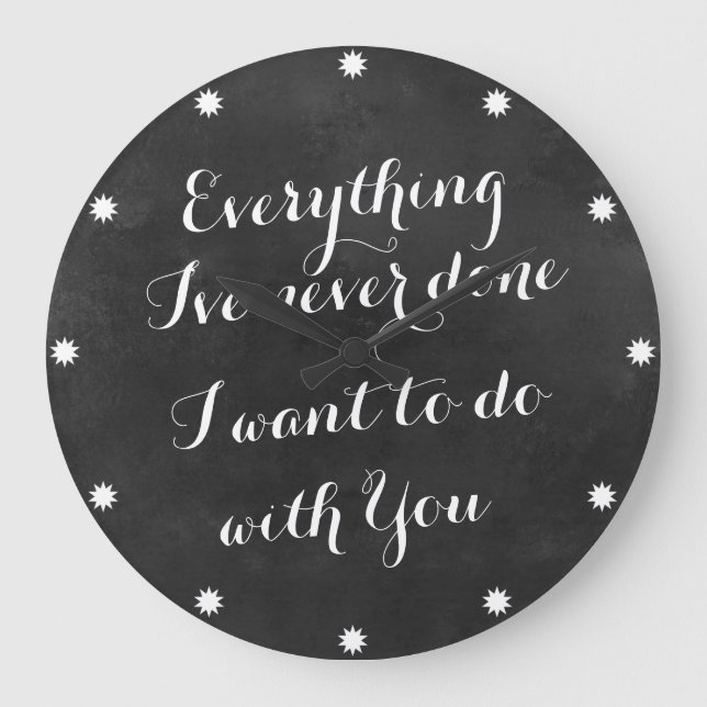 Black Chalkboard Quotes Large Clock (Front)