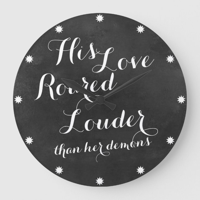 Black Chalkboard Quotes Large Clock (Front)