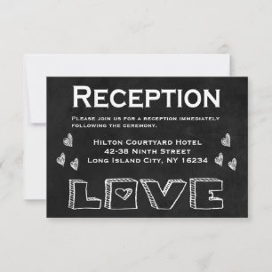 Black Chalkboard Reception Love Hearts Wedding Invitation