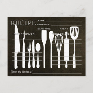 Black Chalkboard Retro Recipe Card Kitchen Tools