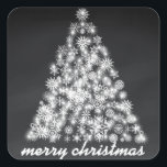 Black Chalkboard Sparkly Christmas Snowflake Tree Square Sticker<br><div class="desc">This is Holiday Black Chalkboard Christmas Snowflake Tree Sticker. You can easily to customise,  simply add the personalised text of your choosing. Click on the "Customise It" button for more personalisation options.</div>