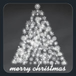 Black Chalkboard Sparkly Christmas Snowflake Tree Square Sticker<br><div class="desc">This is Holiday Black Chalkboard Christmas Snowflake Tree Sticker. You can easily to customise,  simply add the personalised text of your choosing. Click on the "Customise It" button for more personalisation options.</div>