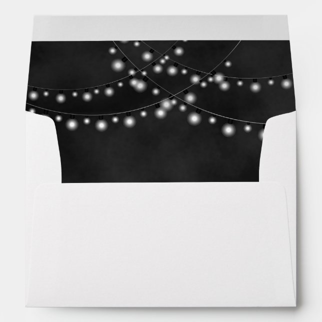 Black Chalkboard String Lights Wedding Envelopes (Back (Bottom))