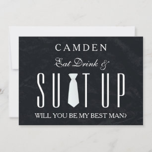 Black Chalkboard Suitup Will you be my Bestman Invitation