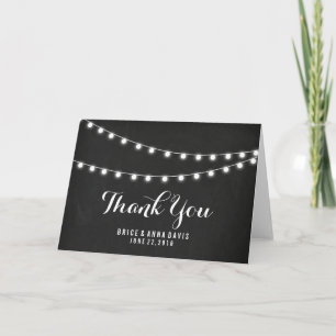 Black Chalkboard Summer String Light Thank You Card