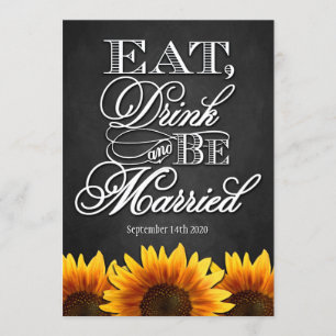 Black Chalkboard Sunflower Wedding Invitations
