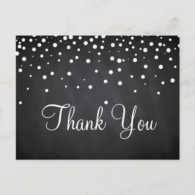 Black Chalkboard Trendy Gold Glitter Thank You Postcard (Front)