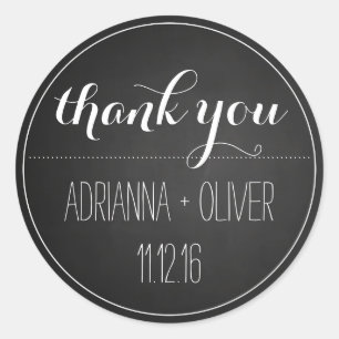 Black Chalkboard Vintage Wedding Classic Round Sticker