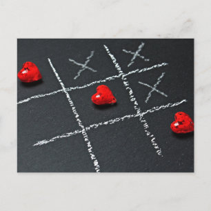 Black Chalkboard w Red Hearts Valentine's Day Holiday Postcard