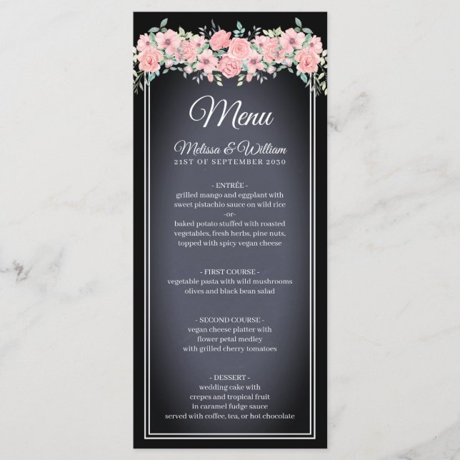 Black Chalkboard Wedding Menu (Front)