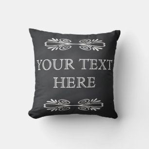 Black Chalkboard White Swirl Merry Christmas Cushion