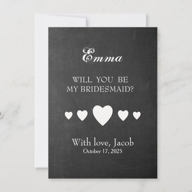 Black Chalkboard Will You Be My Bridesmaid Invitat Invitation (Front)