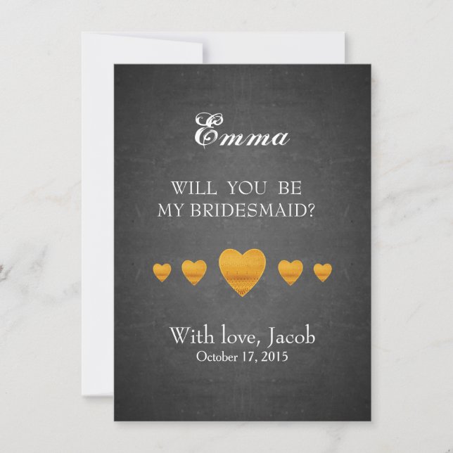 Black Chalkboard Will You Be My Bridesmaid Invitation (Front)
