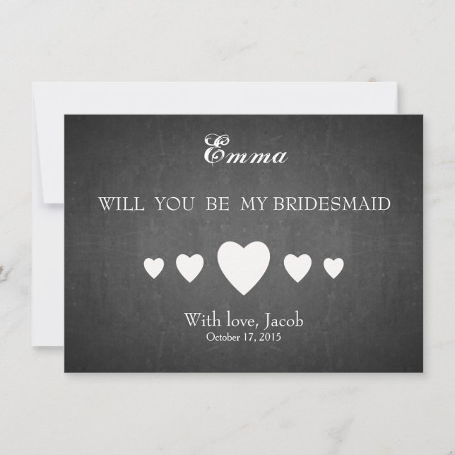 Black Chalkboard Will You Be My Bridesmaid Invitation (Front)