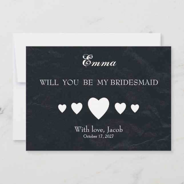 Black Chalkboard Will You Be My Bridesmaid Invitation (Front)