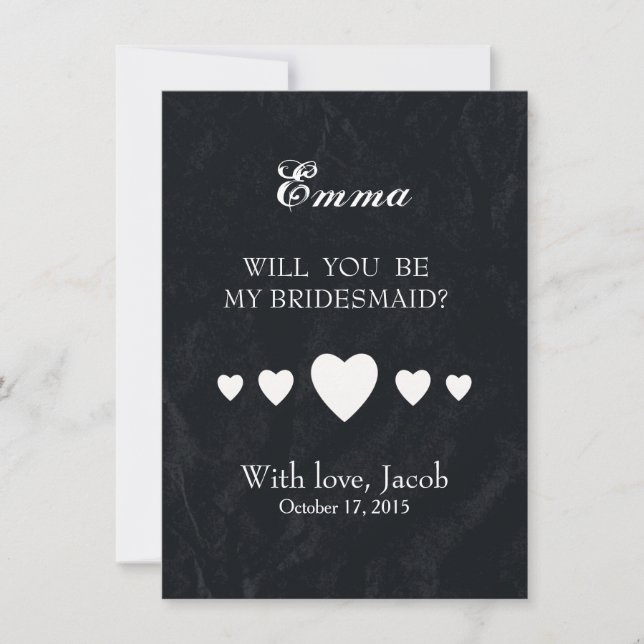 Black Chalkboard Will You Be My Bridesmaid Invitation (Front)