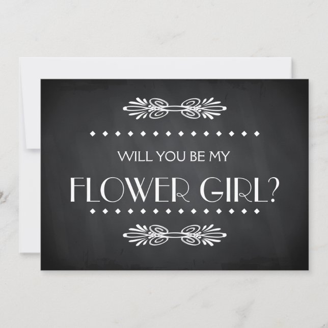 Black ChalkBoard Will you be my Flowergirl Invitation (Front)