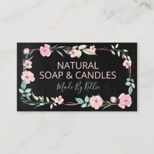 Black Chalkboard Wreath Handmade Soap And Candles Business Card