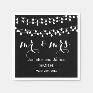 Black Challkboard Wedding Confetti Gold Glitter Napkin