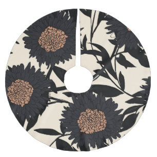 Black chamomile, gerbera: cream background. brushed polyester tree skirt