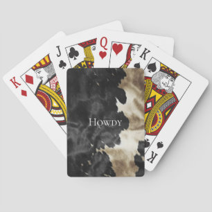Black Champagne Gold Cowboy Cowgirl Cowhide   Playing Cards