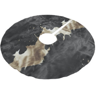 Black Champagne Gold Cowhide   Brushed Polyester Tree Skirt