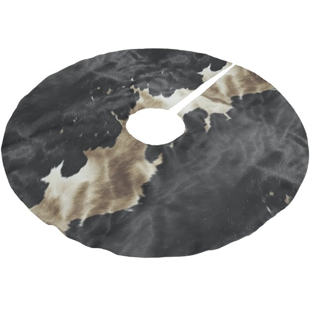Black Champagne Gold Cowhide   Brushed Polyester Tree Skirt (Angled)