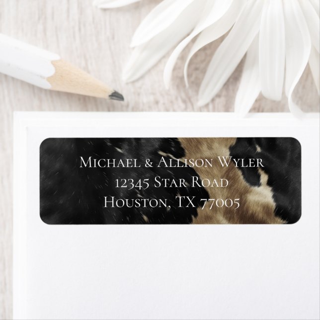 Black Champagne Gold Cowhide   Return Address Label (Insitu)