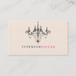 Black Chandelier Beige Background Interior Design Business Card