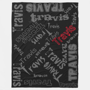 Black, Charcoal Grey and Red Blanket Name Collage