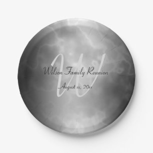 Black Charcoal Marble Personalised Paper Plate