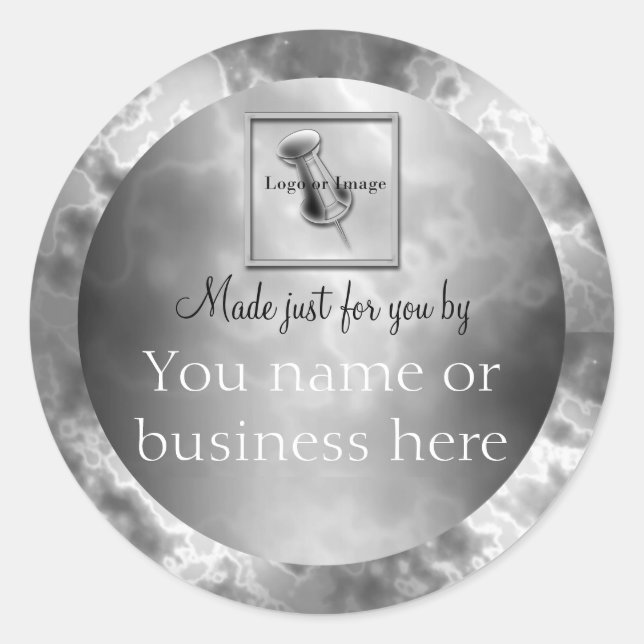 Black Charcoal Marble personalised Round Classic Round Sticker (Front)