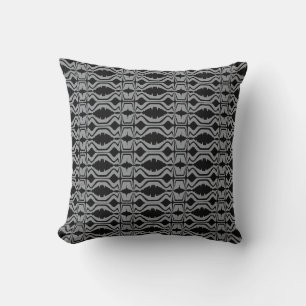 Black Charcoal Sound Wave Design Large Tiles Cushion