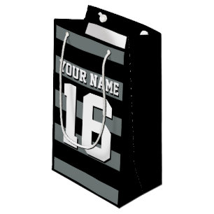 Black Charcoal Team Jersey Preppy Stripe Small Gift Bag