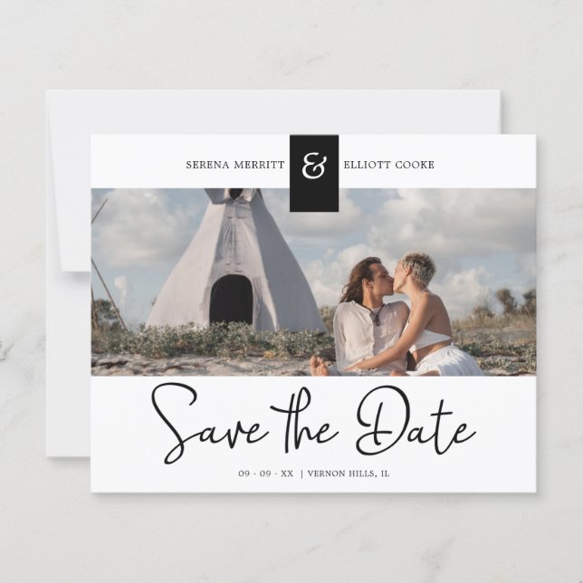 Black Cheap Custom Photo Instant Engaged Couple (Front)