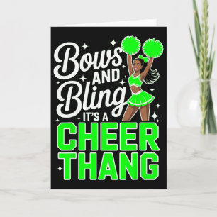 Black Cheerleader Bows Cheer Melanin Cheerleading Card