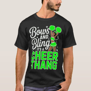 Black Cheerleader Bows Cheer Melanin Cheerleading T-Shirt