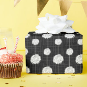 Black Cheerleader Pom Pom Pattern Wrapping Paper