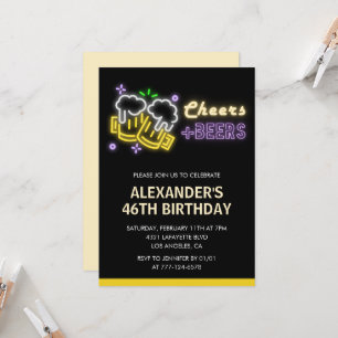 Black Cheers Beer Drinks 46th birthday invitation 