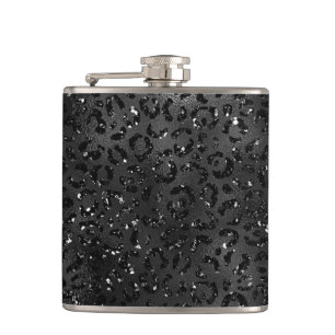 Black Cheetah Leopard Skin Print Pattern Animal Hip Flask