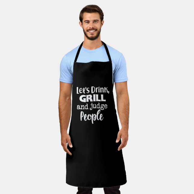 Black Chef Dad Apron - Personalised Grill Gift (Worn)