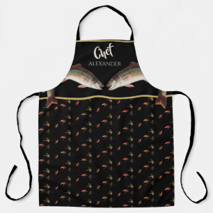 Black Chef  Seafood Trout Fly Fishing Fishermen  Apron