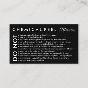 Black Chemical Peel Avoids Advices Aftercare Business Card