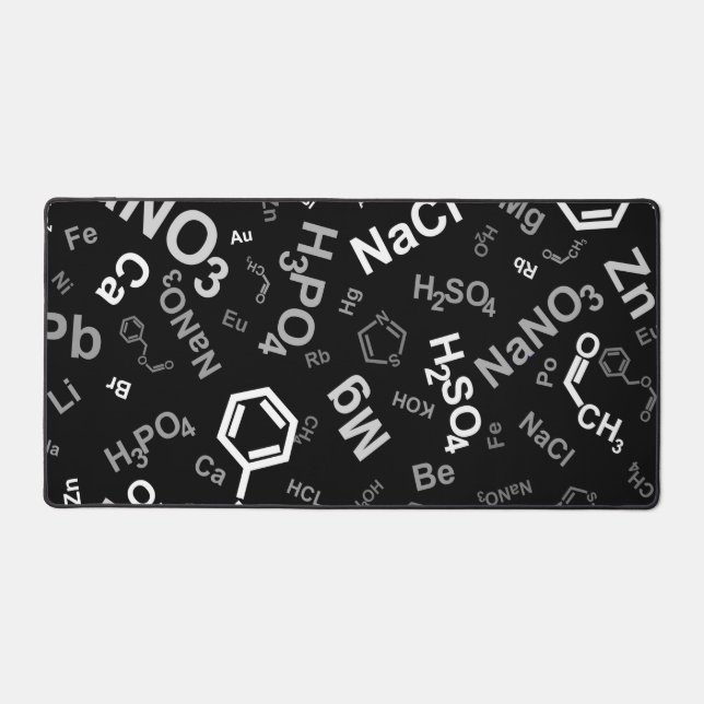 Black Chemist Chemistry Desk Mat (Front)