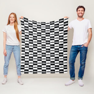 Black Chequerboard Mini Cooper Fleece Blanket