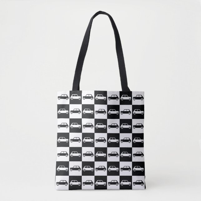 Black Chequerboard Mini Cooper Tote Bag (Front)