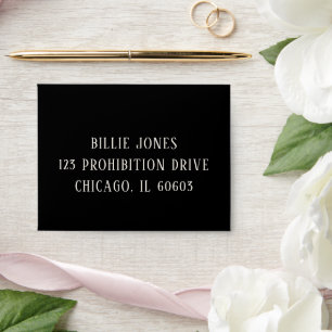 Black Chequerboard Printed Return Address RSVP Envelope