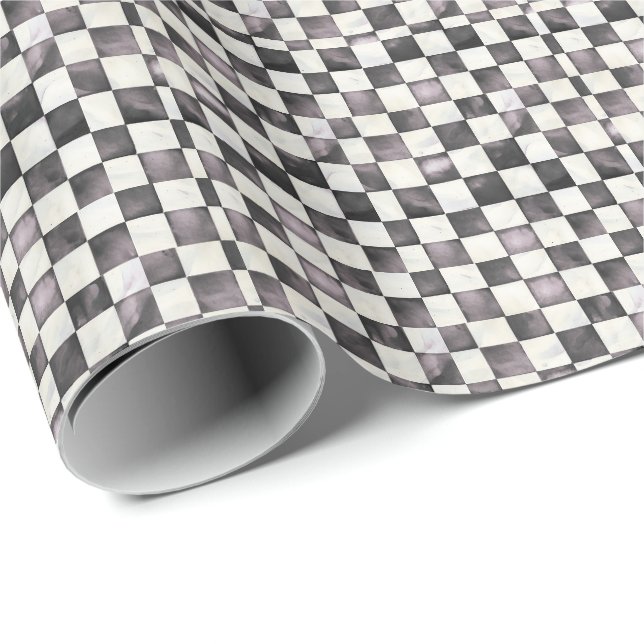 Black Chequered Decorative Gift Wrap Paper (Roll Corner)