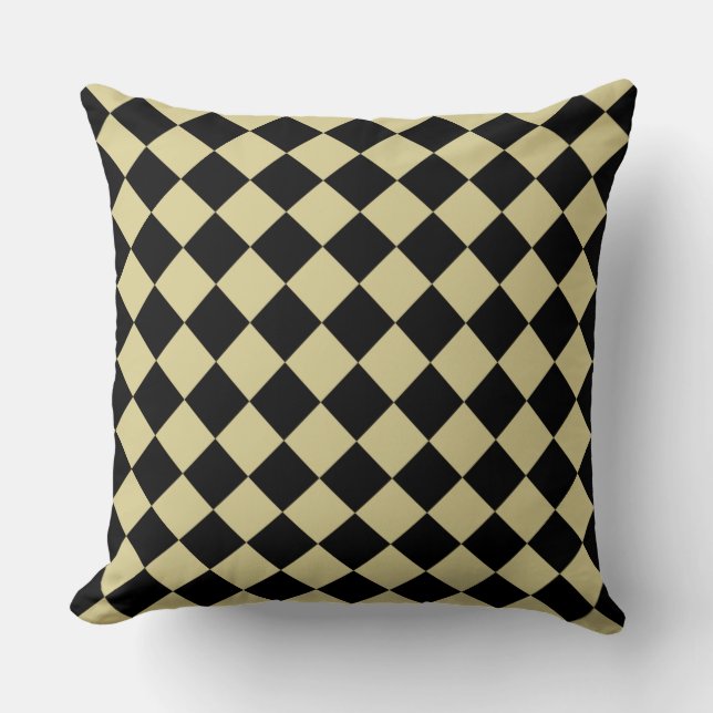 Black Chequered Diamond Pattern Cushion (Front)
